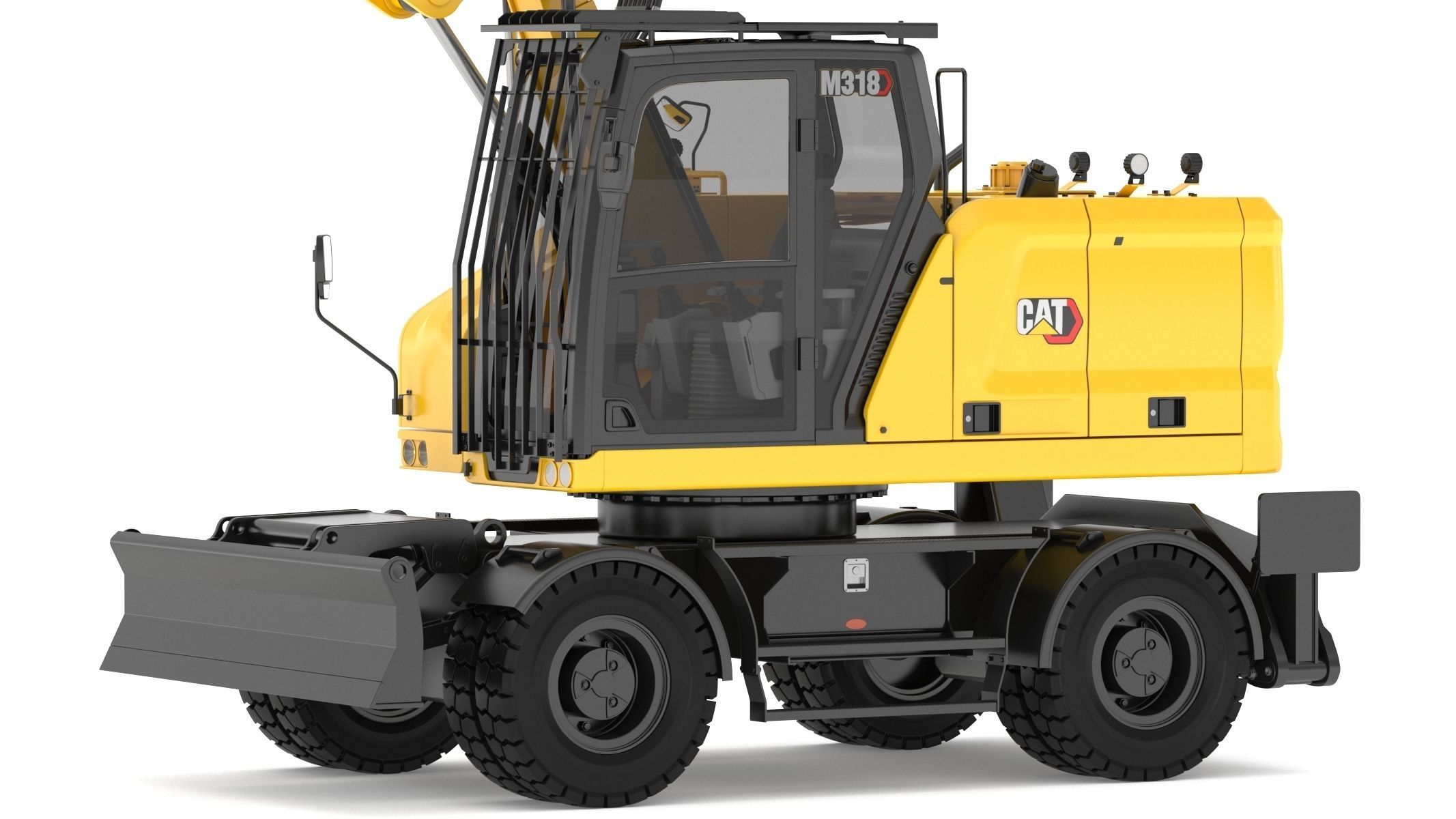 CAT M318 Wheel Excavator 3D model_10