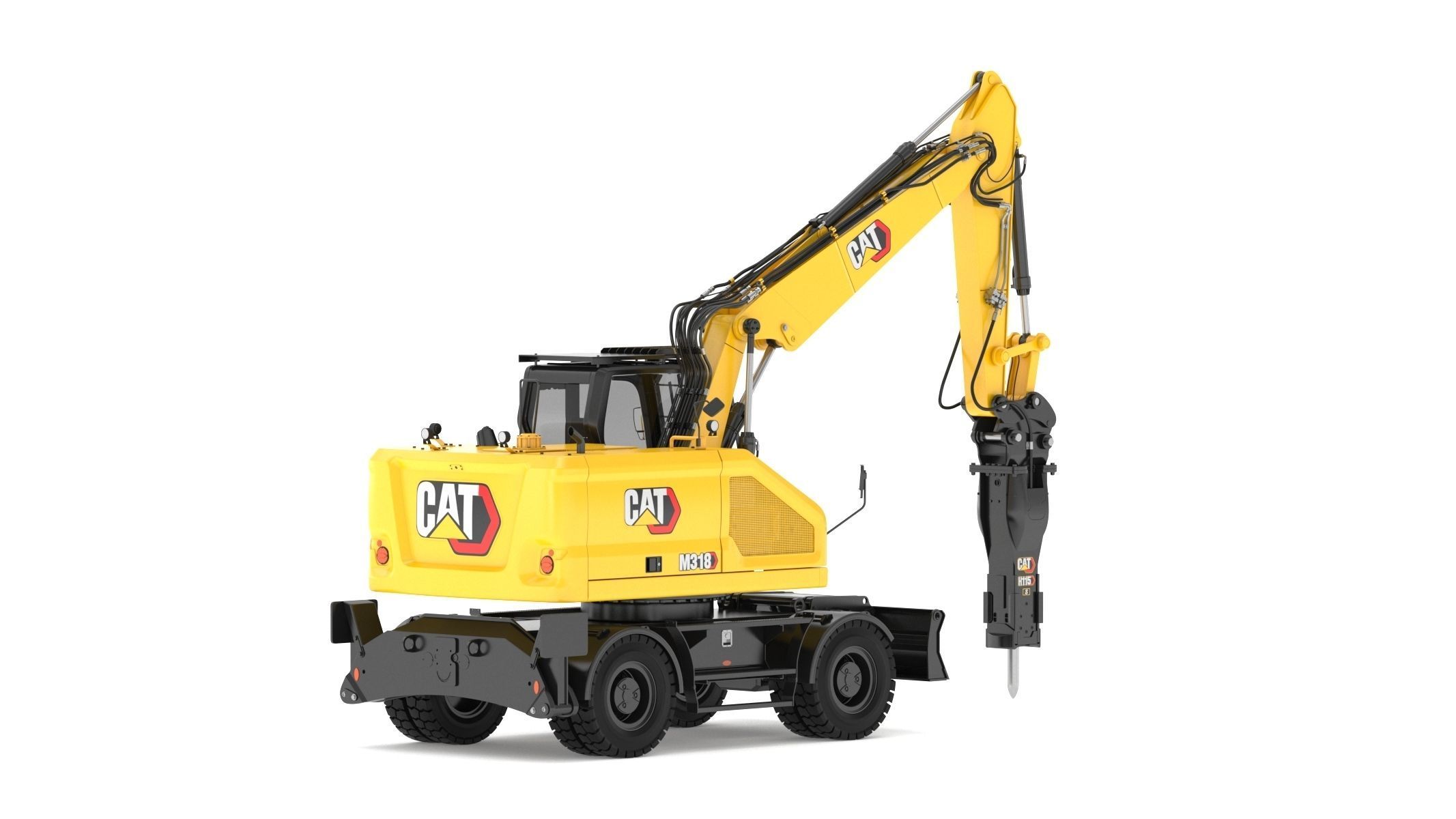 CAT M318 Wheel Excavator 3D model_4