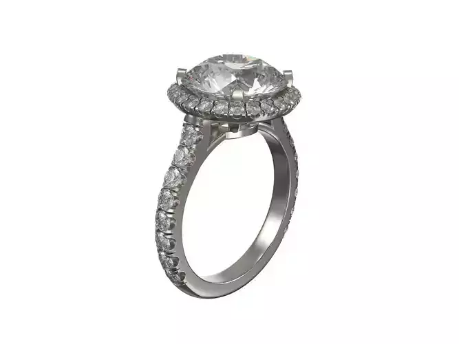 Engagement ring with halo and brilliants