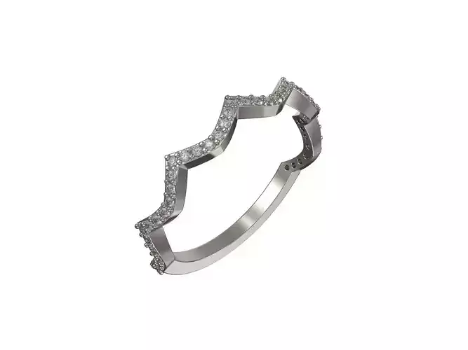Wave ring with diamonds