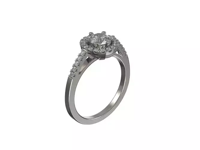 Custom engagement ring with halo and diamonds