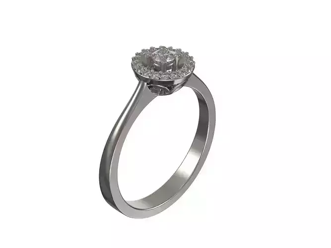 Engagement halo ring with diamonds