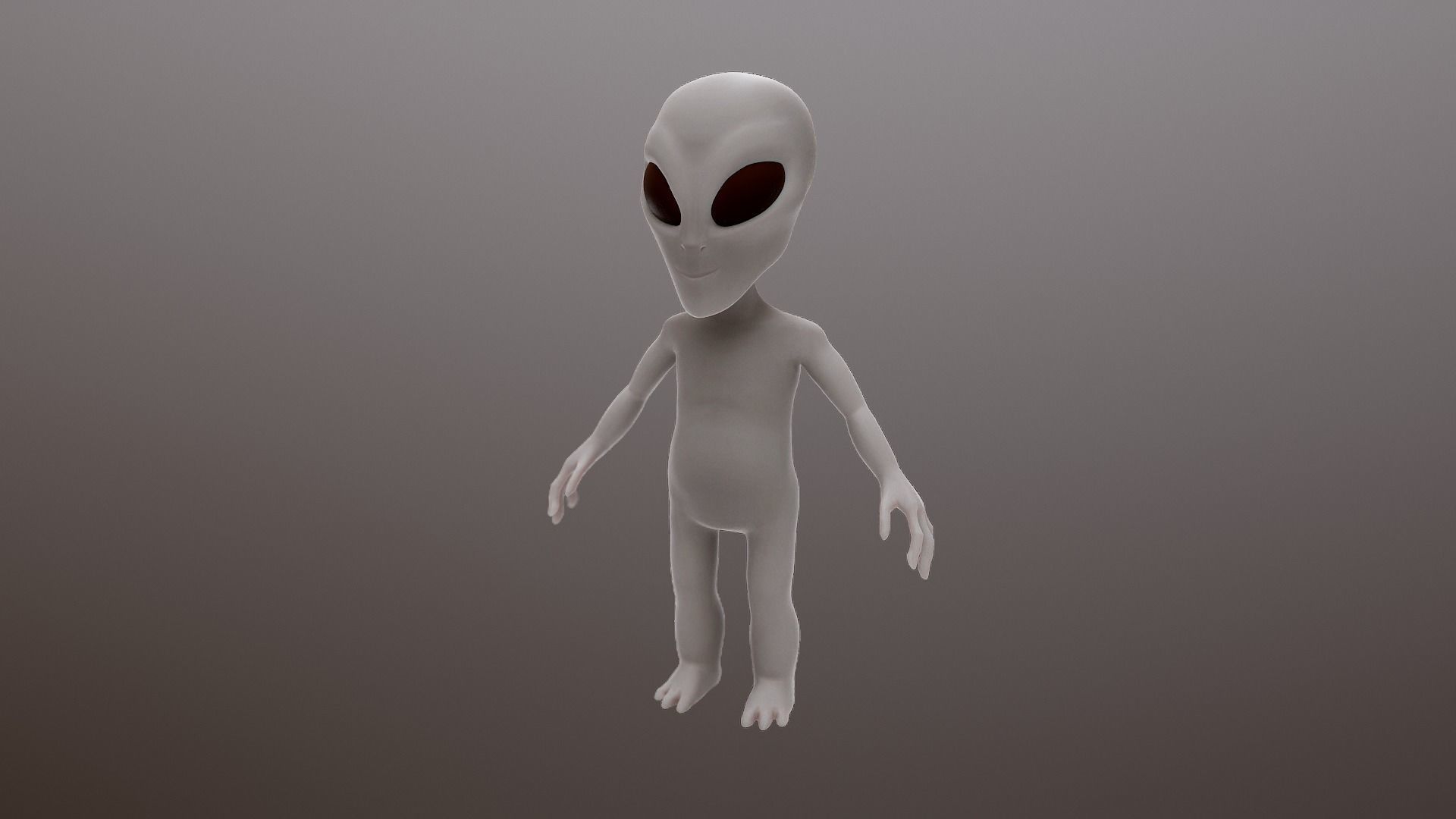 Alien Grey Low-poly 3D model_3