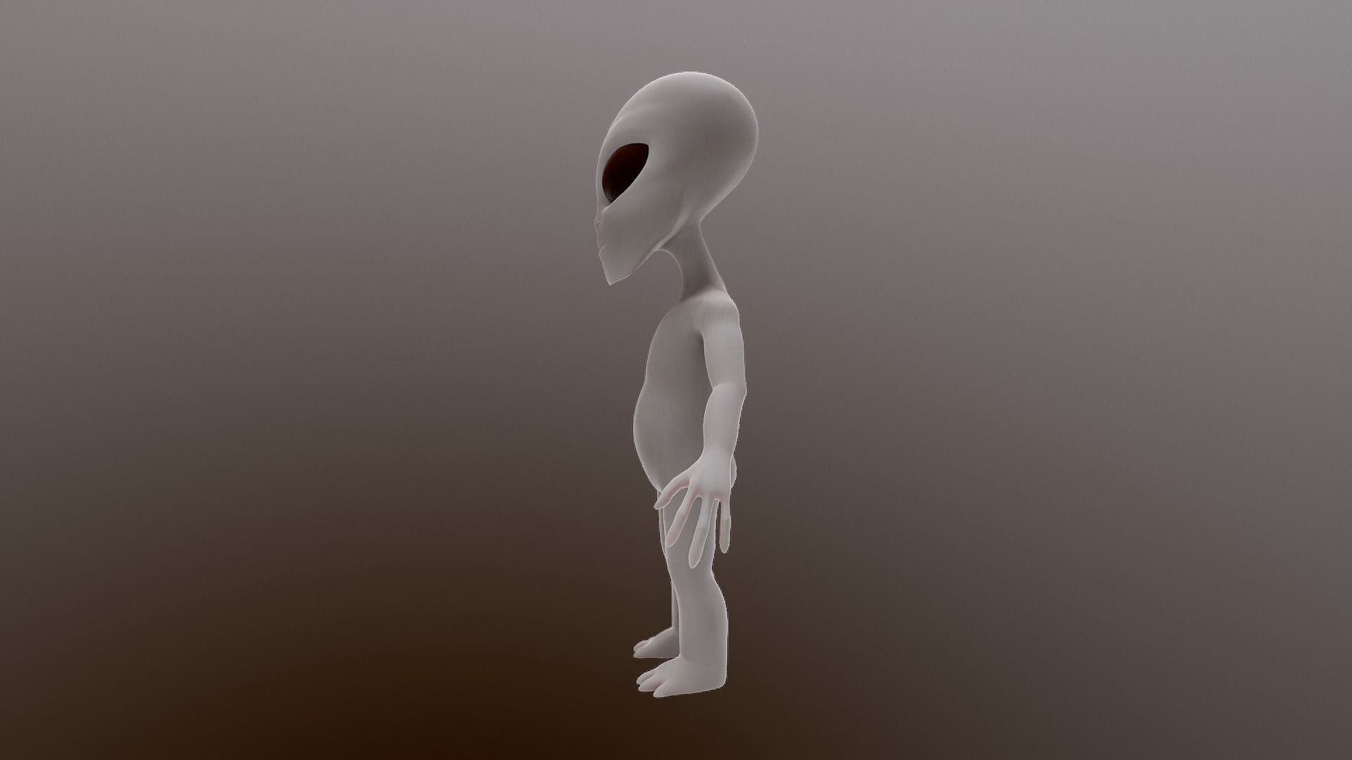 Alien Grey Low-poly 3D model_2