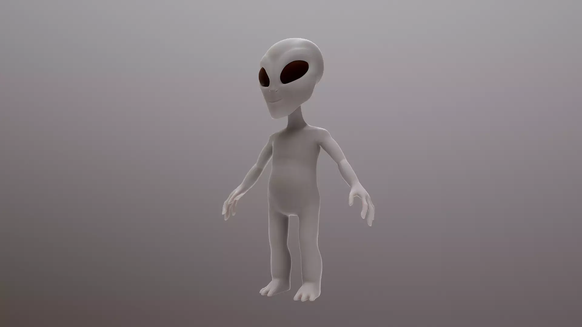 Alien Grey Low-poly 3D model_0