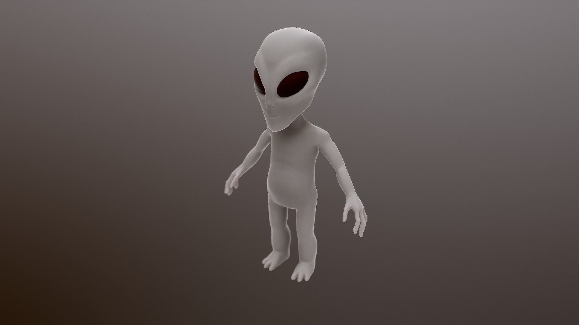 Alien Grey Low-poly 3D model_5