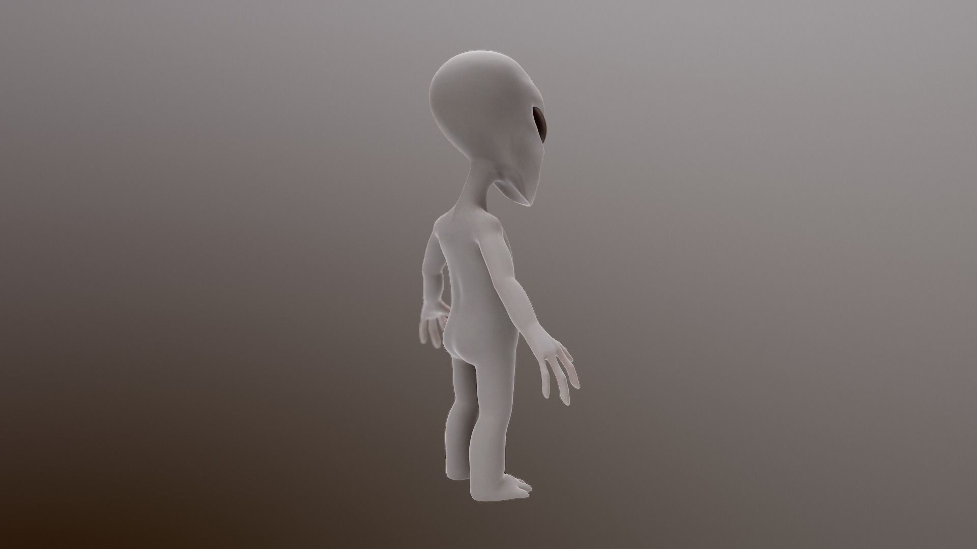 Alien Grey Low-poly 3D model_4