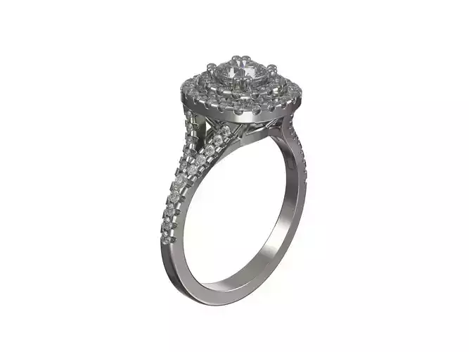 Custom Engagement ring with halo and diamonds