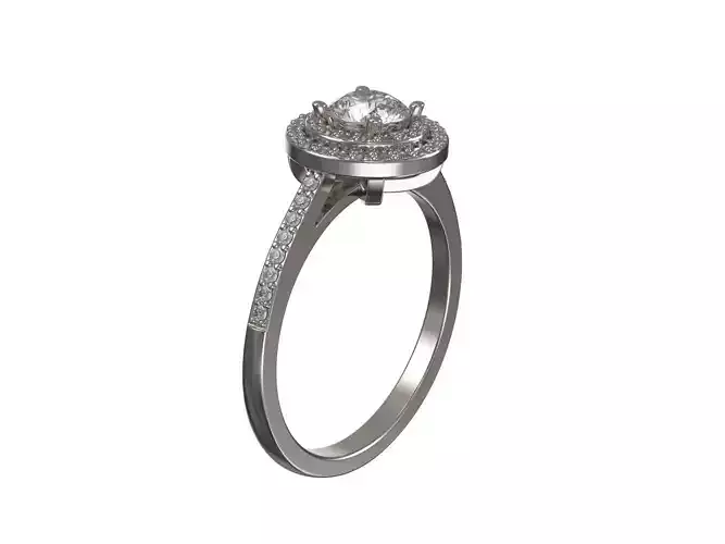 Engagement halo ring with billiants