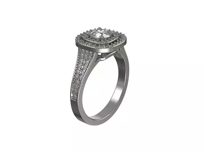 Golden halo ring with diamonds