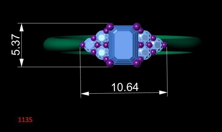 Engagement ring with diamonds 3D print model_4