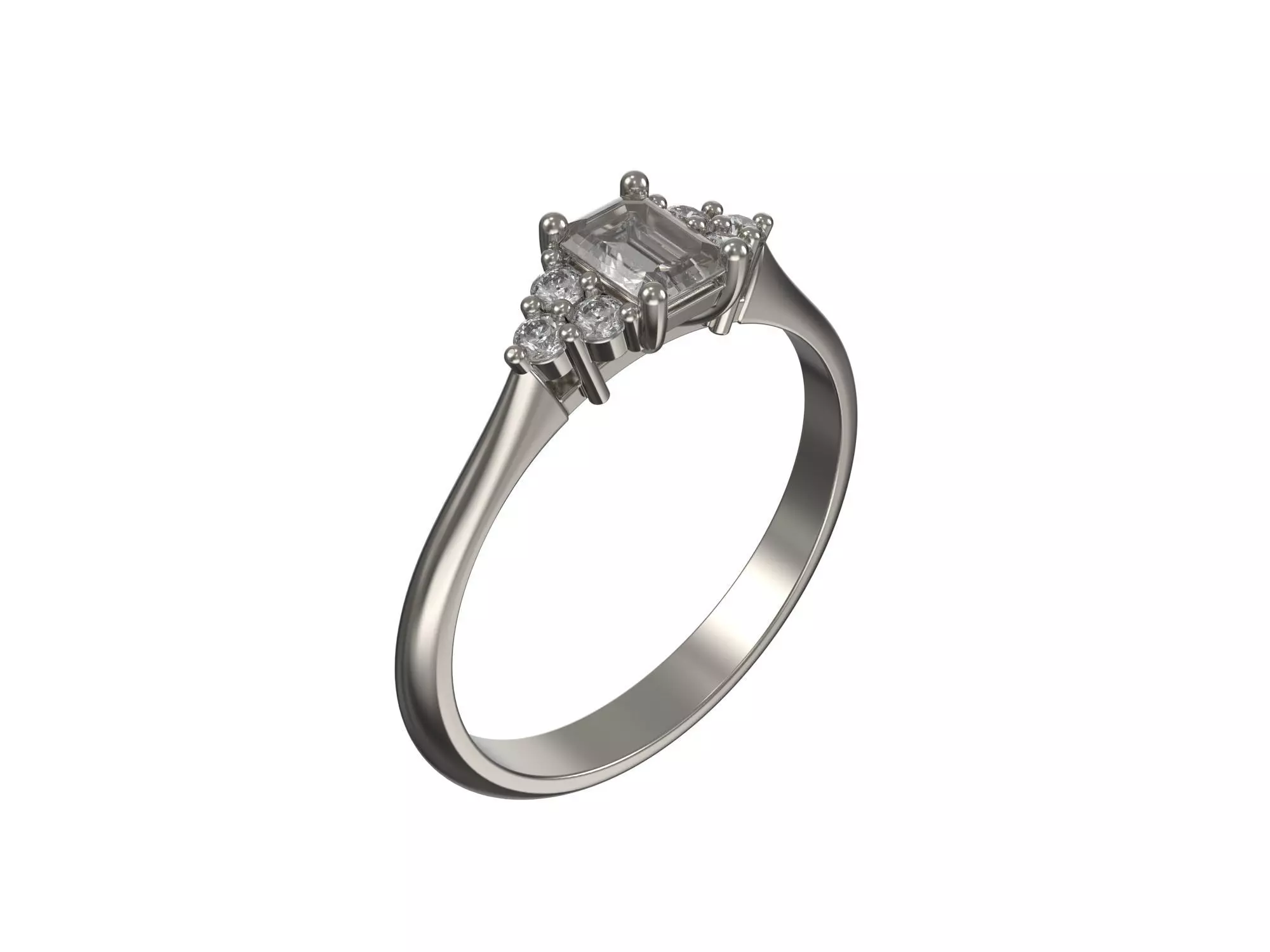 Engagement ring with diamonds 3D print model_0