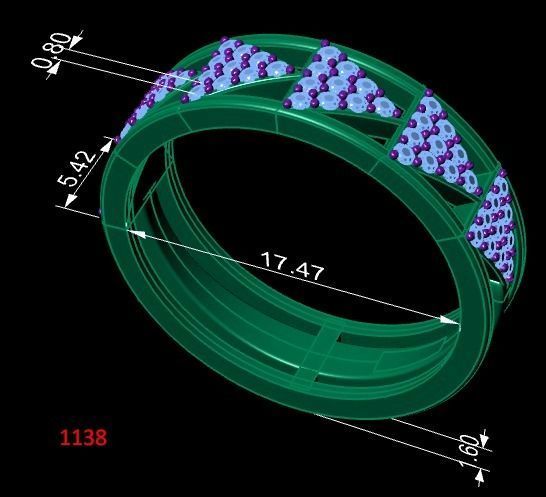 Arrows ring with diamonds 3D print model_1