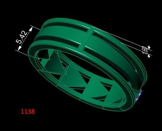 Arrows ring with diamonds 3D print model_2