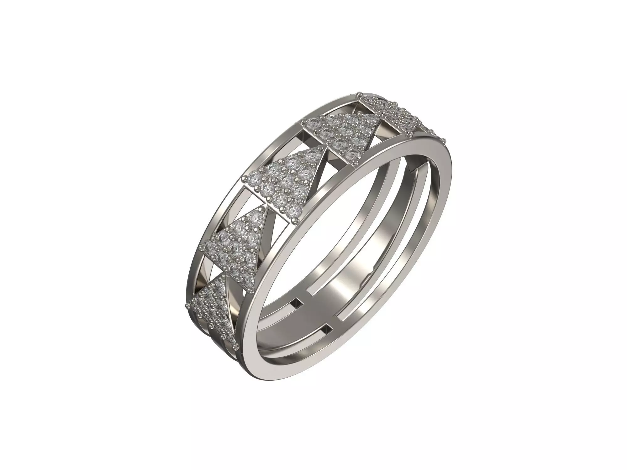 Arrows ring with diamonds 3D print model_0