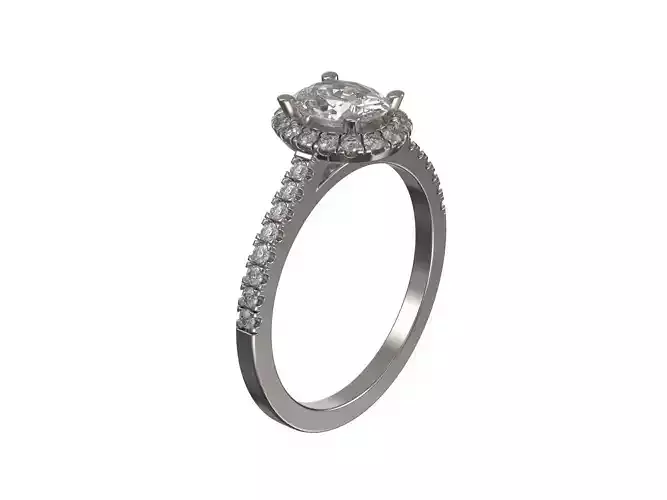 Custom engagement halo ring with brilliants