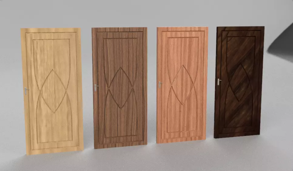 Door 5 four glass doors in row 3D model