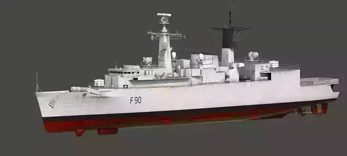 HMS type 22 frigate F90 brilliant Low-poly 3D model