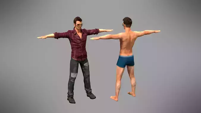 Stylish Man Character Rigged Clothed Game ready - PBR