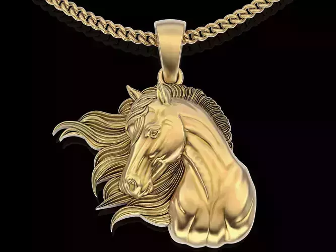 Horse pendant  gold jewelry printable 3D model 3D print model