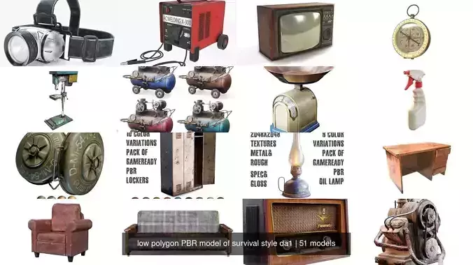  low polygon PBR model of survival style da1