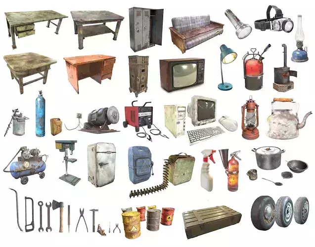  low polygon PBR model of survival style da1 3D Model Collection