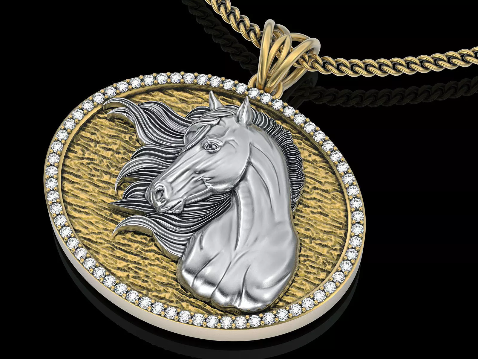 Horse pendant gold jewelry printable 3D model 3D print model