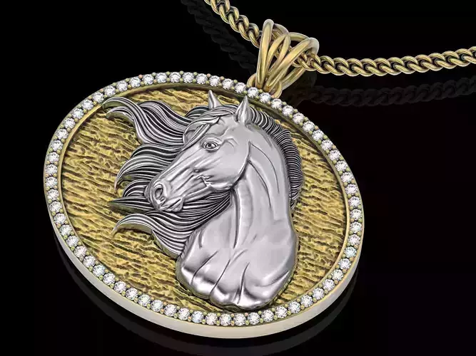 Horse pendant  gold  jewelry printable 3D model