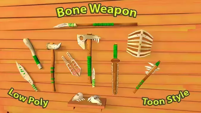Bone Weapon Low Poly Toon Style Low-poly 3D model