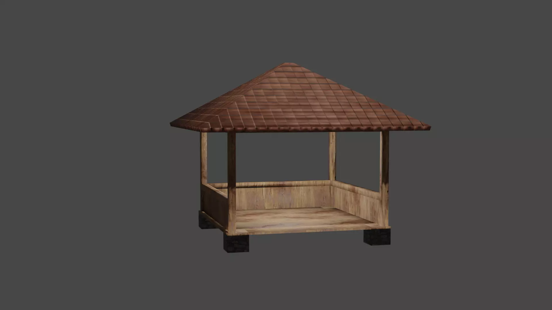 Gazebo wooden Low-poly 3D model
