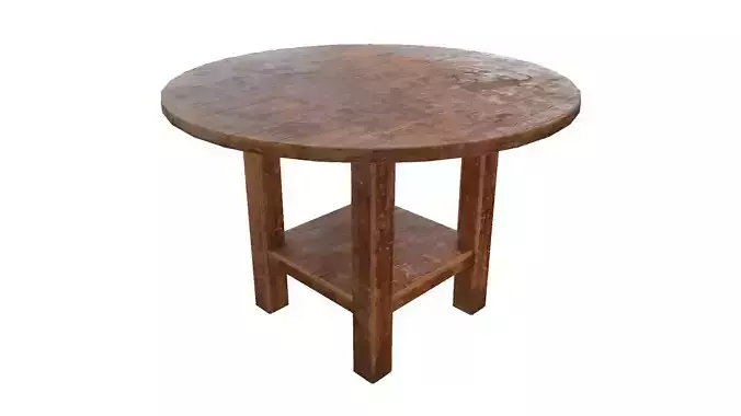 Old vintage used western round saloon table da1 Free low-poly 3D model
