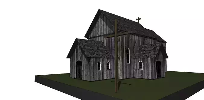 wooden church 3D model