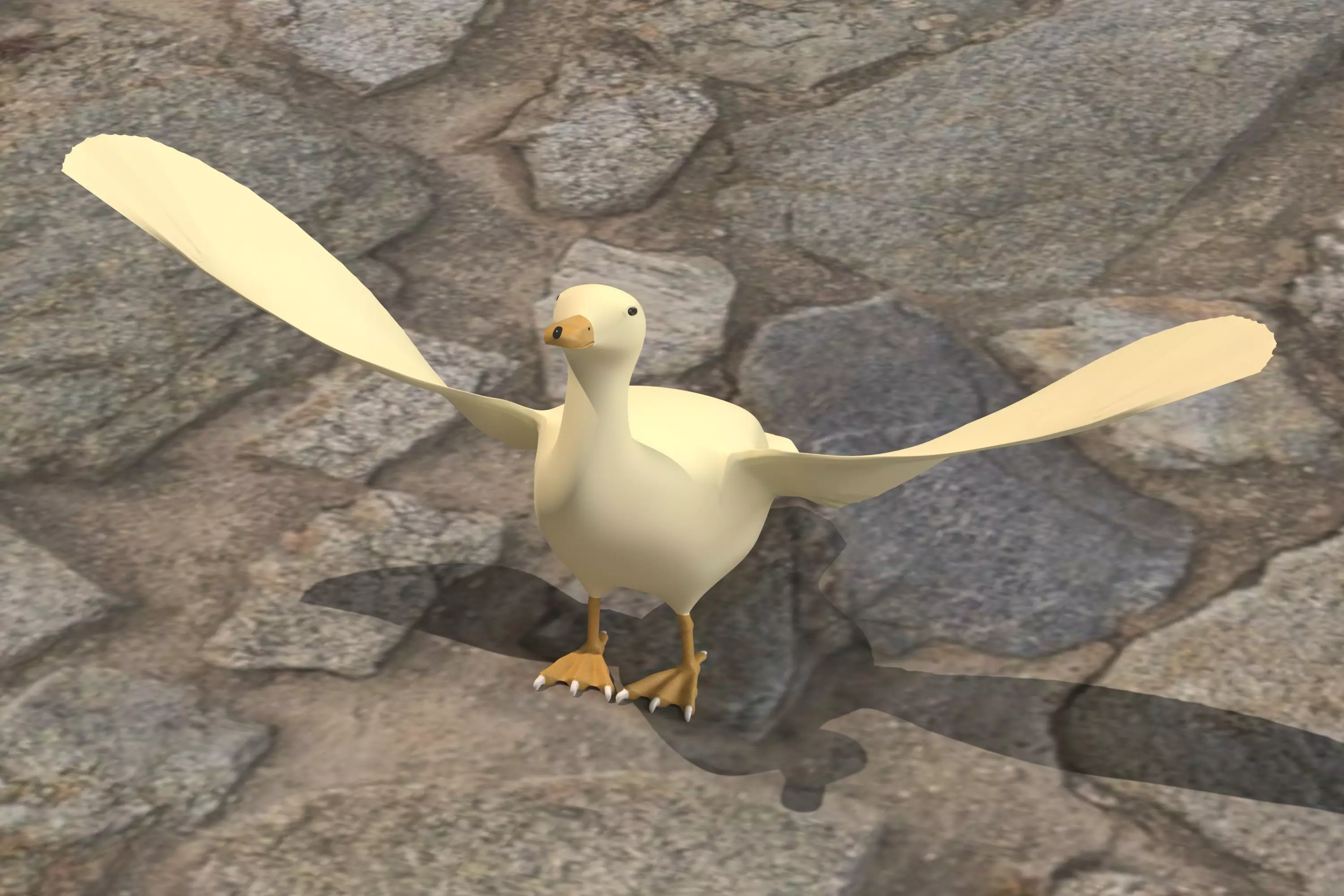 Duck High-Poly goose with wings spread 3D model