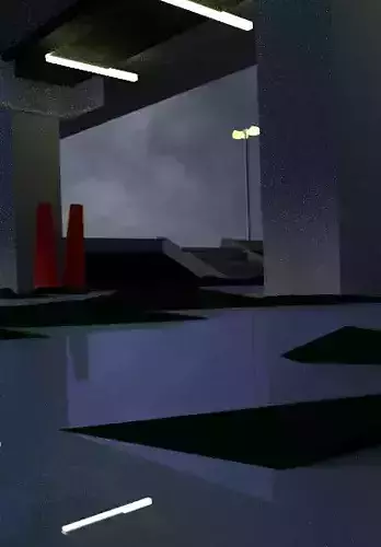 subway underground parking lot at night