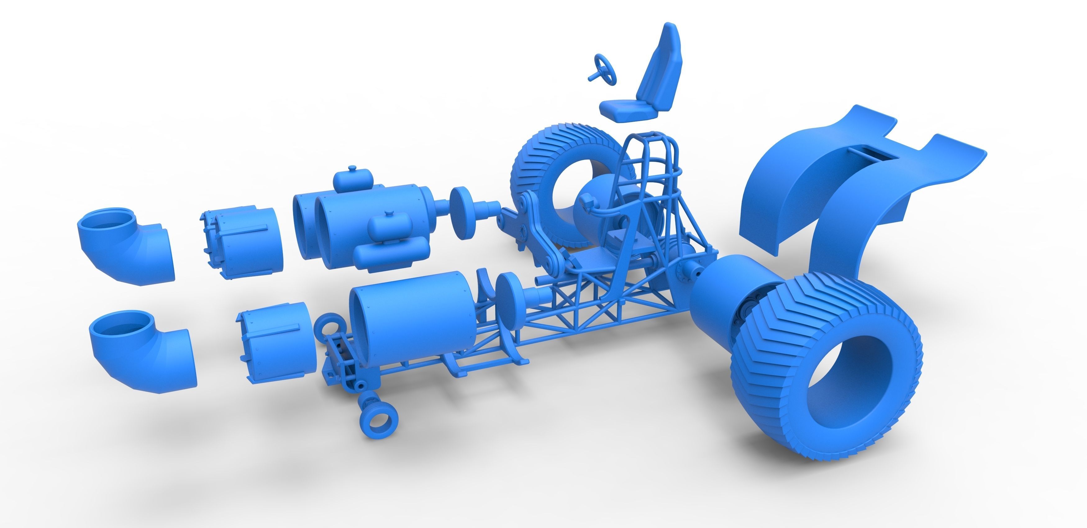 Pulling tractor with 3 jet engines Scale 1 to 25 3D print model_28