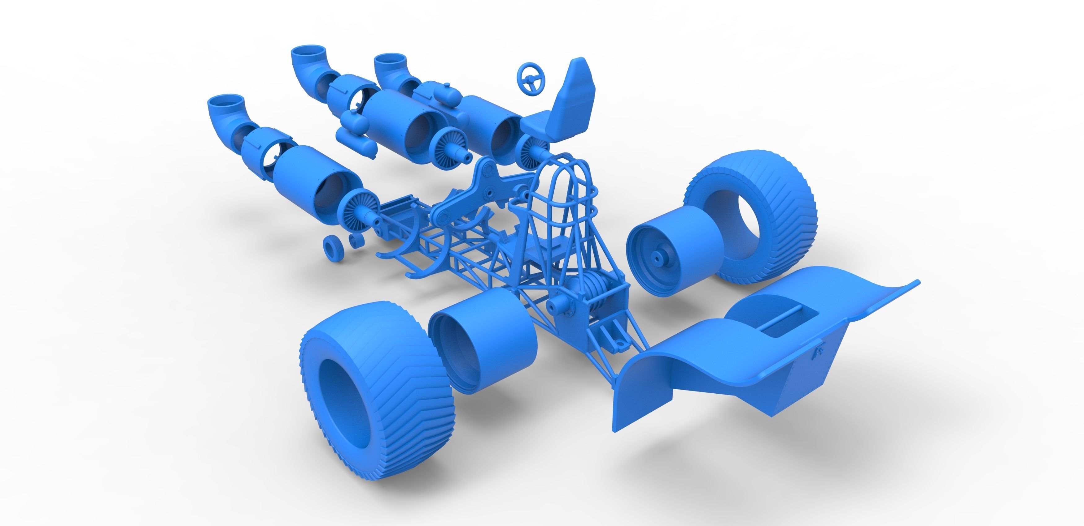Pulling tractor with 3 jet engines Scale 1 to 25 3D print model_34