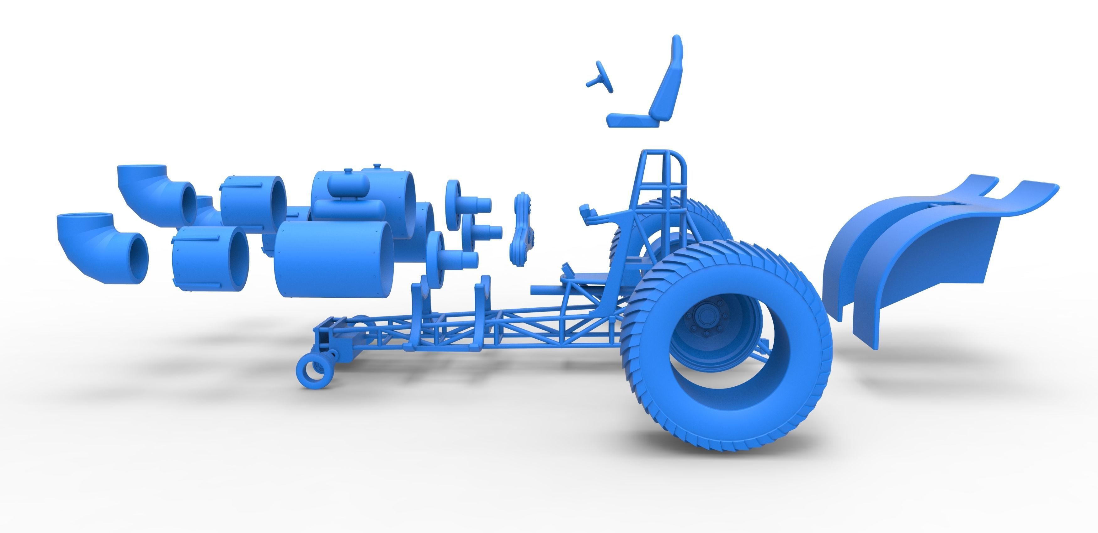 Pulling tractor with 3 jet engines Scale 1 to 25 3D print model_32