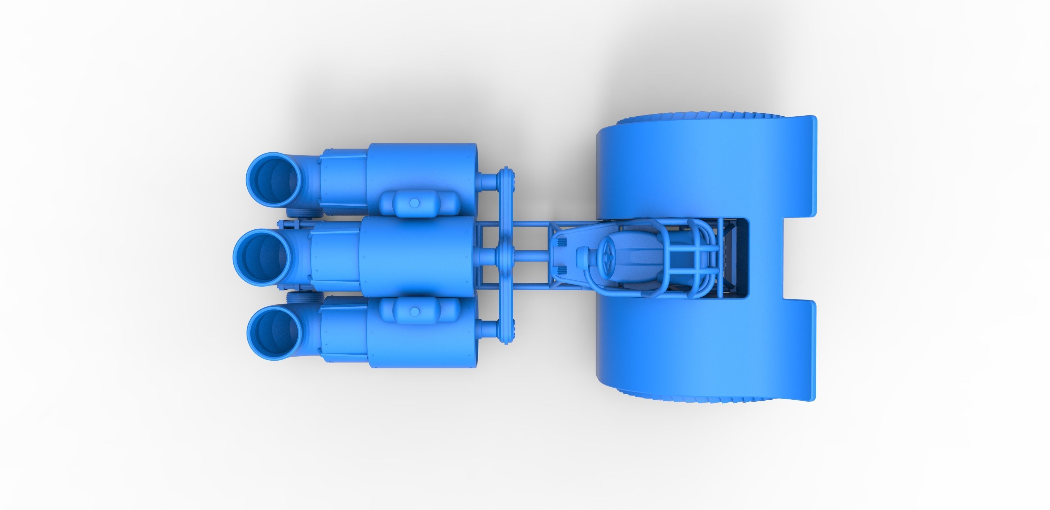 Pulling tractor with 3 jet engines Scale 1 to 25 3D print model_23