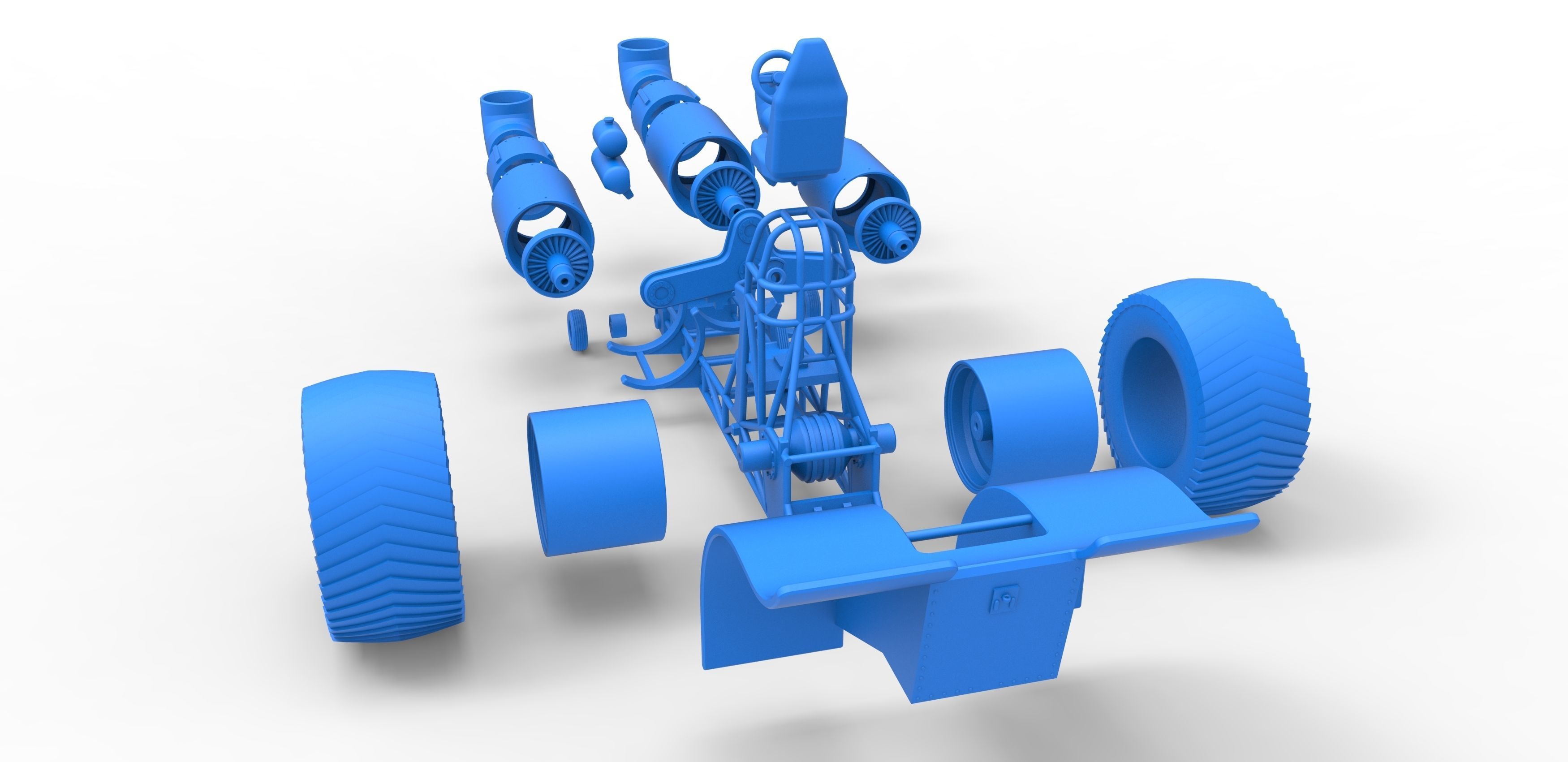Pulling tractor with 3 jet engines Scale 1 to 25 3D print model_35