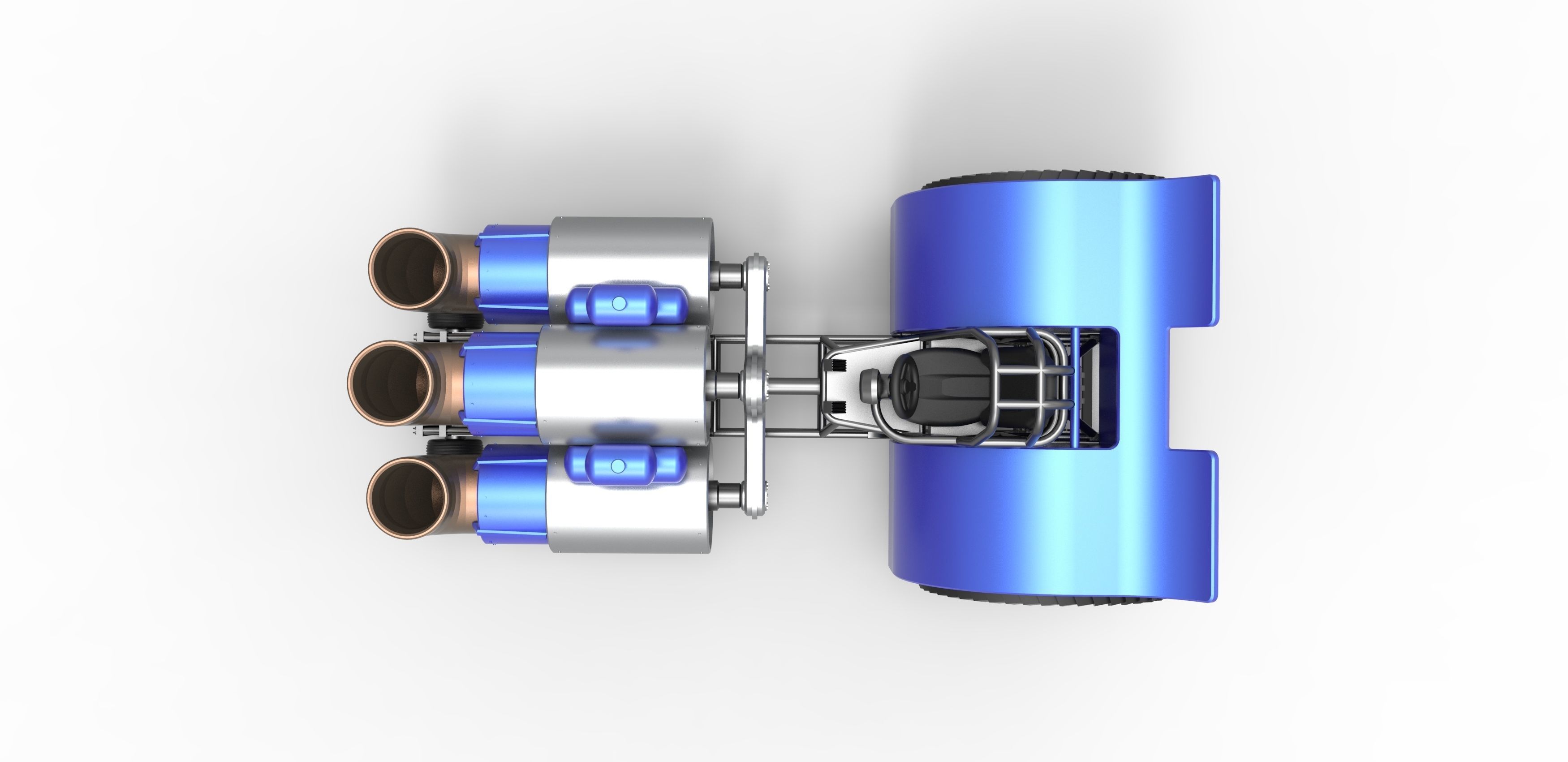 Pulling tractor with 3 jet engines Scale 1 to 25 3D print model_10