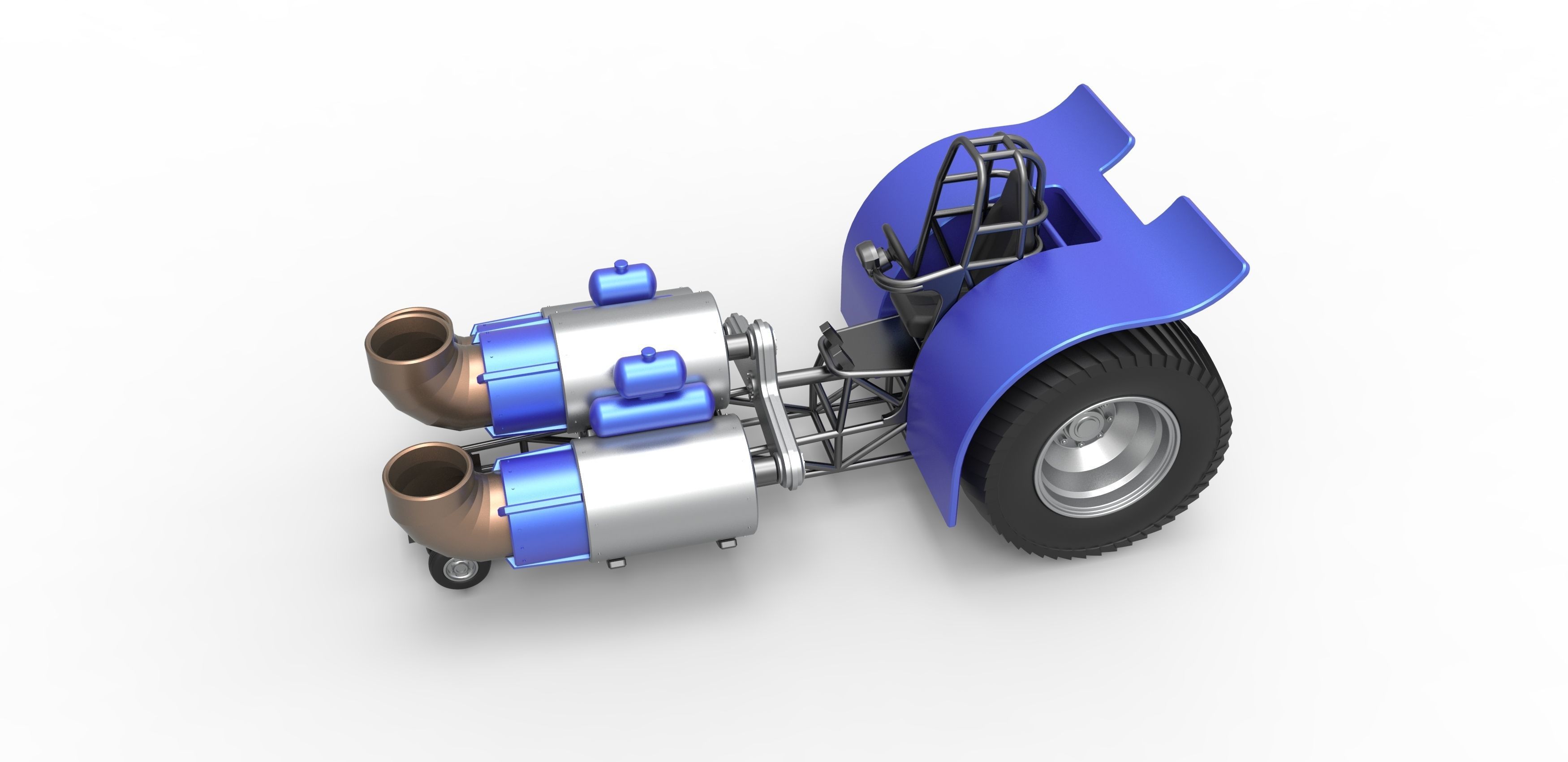 Pulling tractor with 3 jet engines Scale 1 to 25 3D print model_2