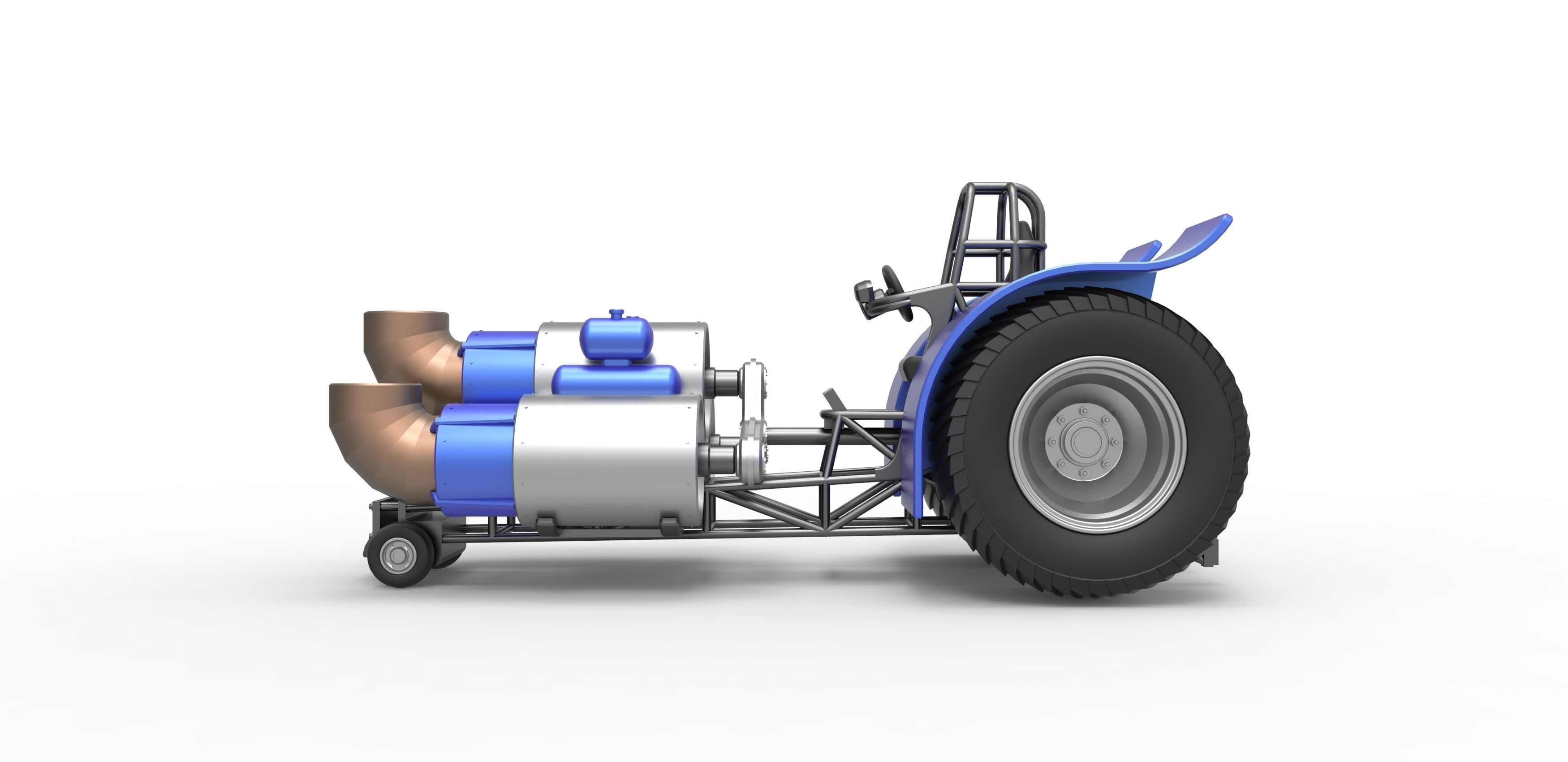 Pulling tractor with 3 jet engines Scale 1 to 25 3D print model_8
