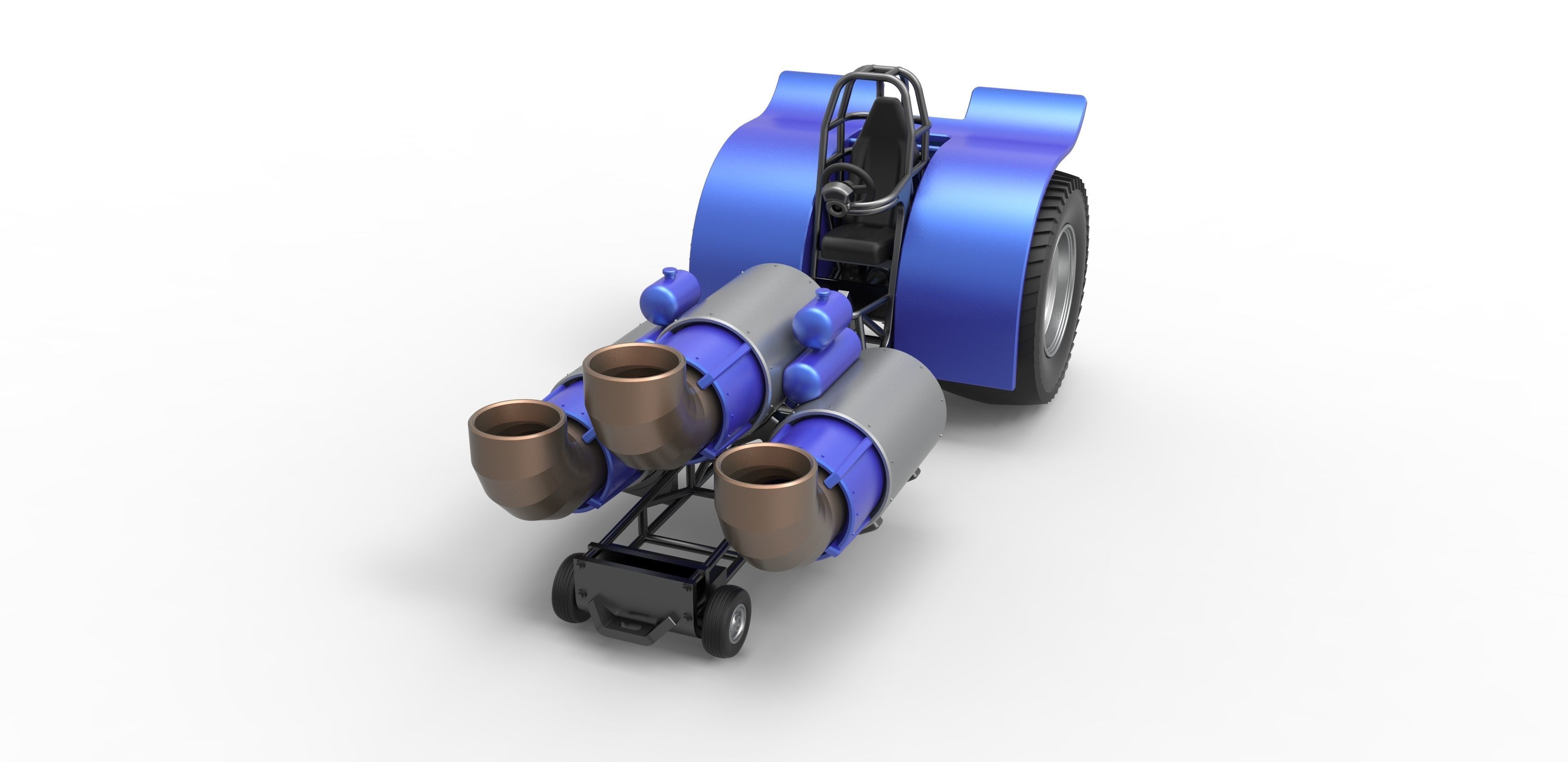 Pulling tractor with 3 jet engines Scale 1 to 25 3D print model_4