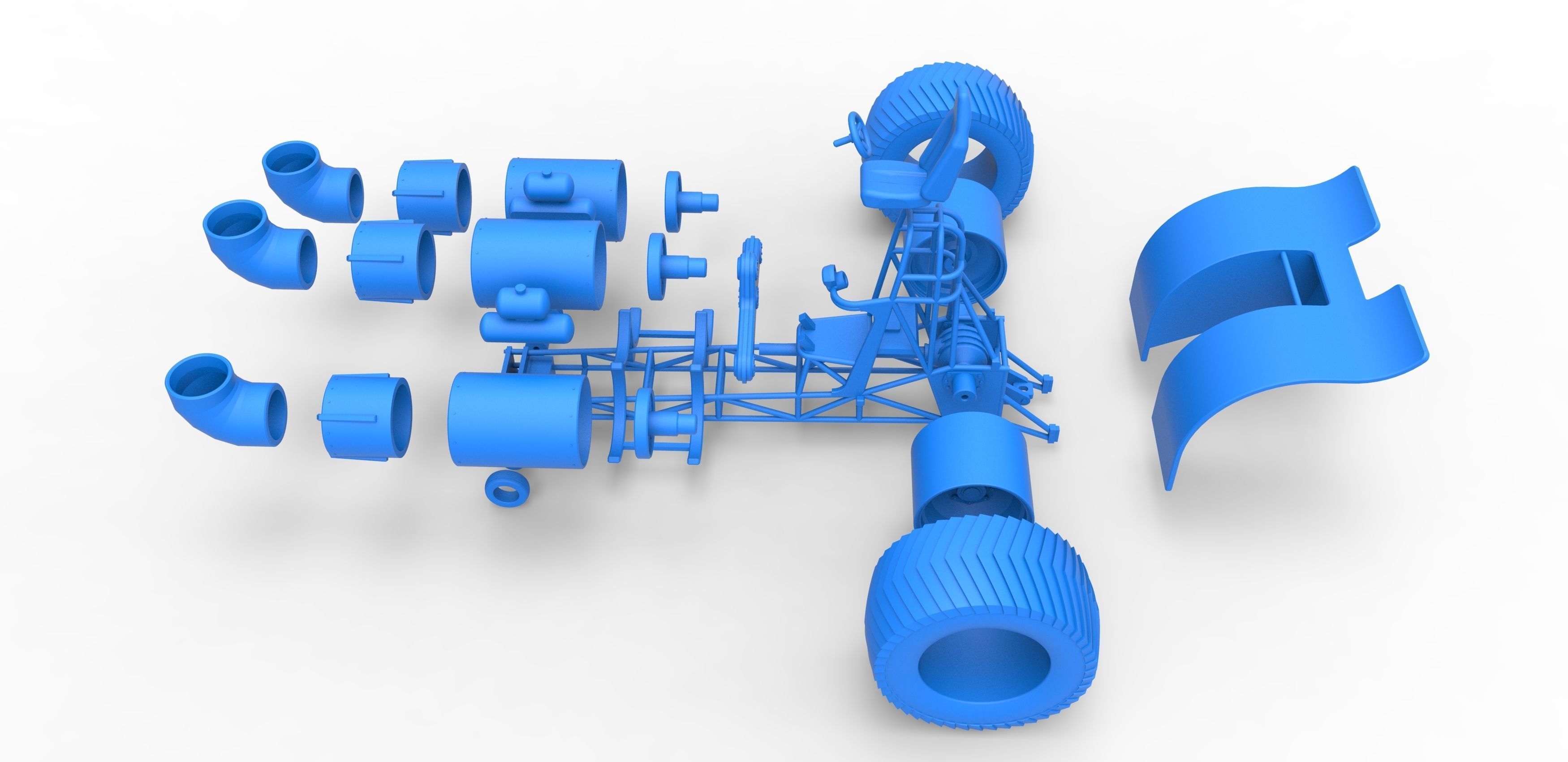 Pulling tractor with 3 jet engines Scale 1 to 25 3D print model_33