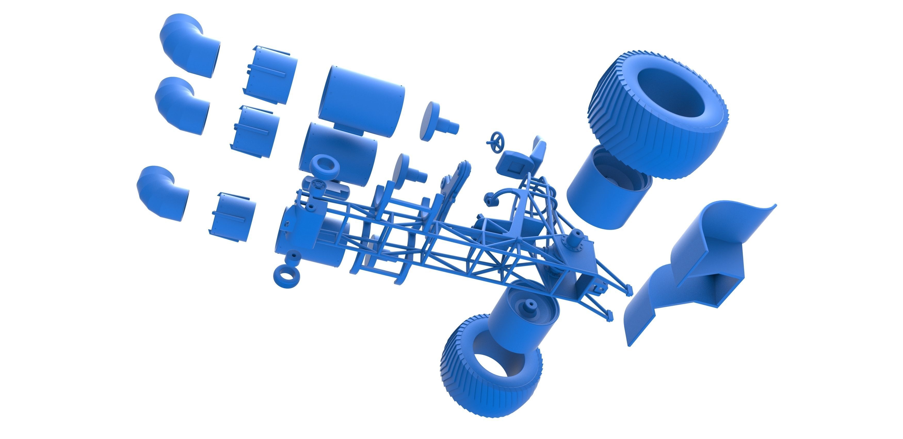 Pulling tractor with 3 jet engines Scale 1 to 25 3D print model_30