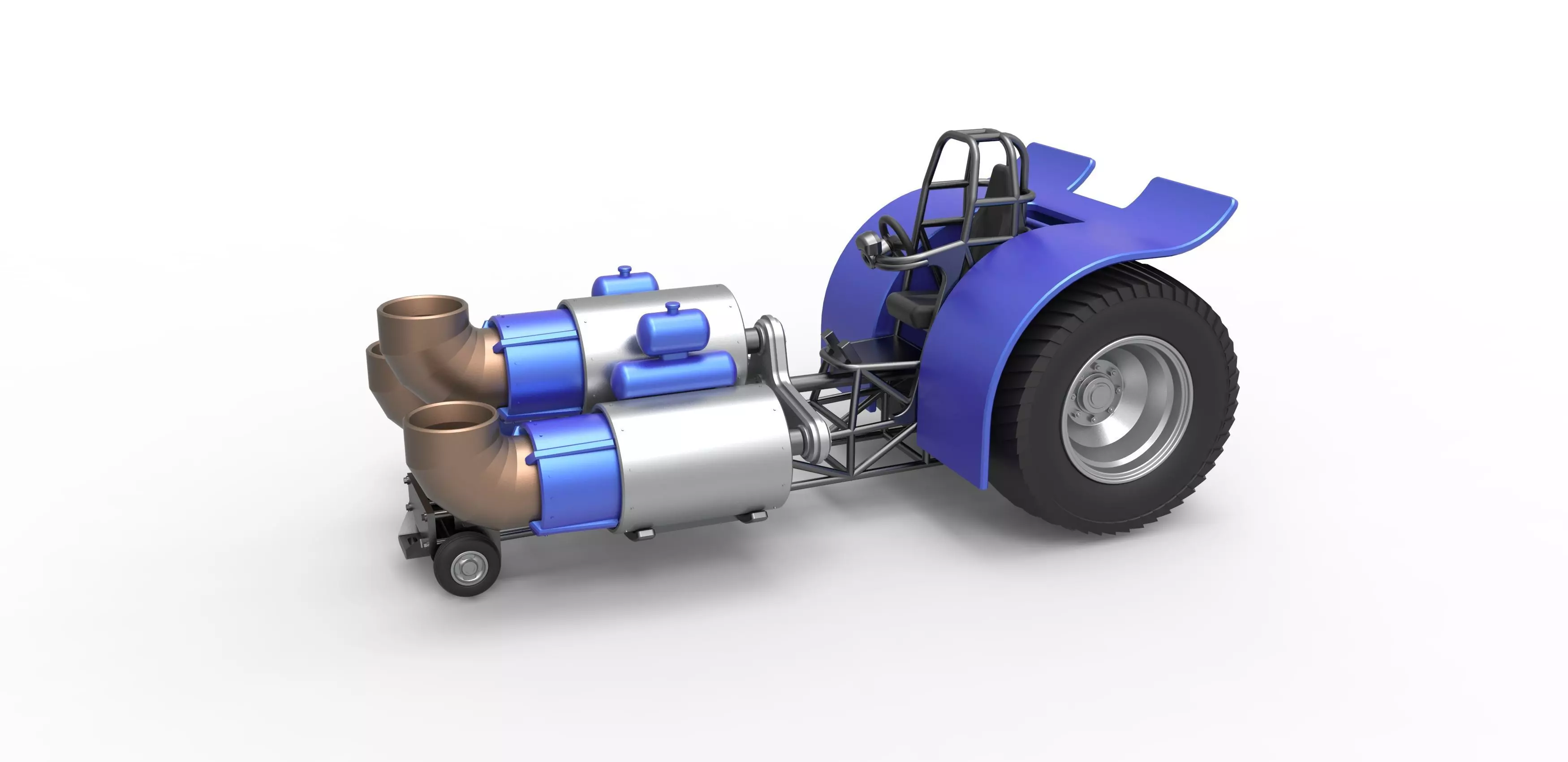 Pulling tractor with 3 jet engines Scale 1 to 25 3D print model_0