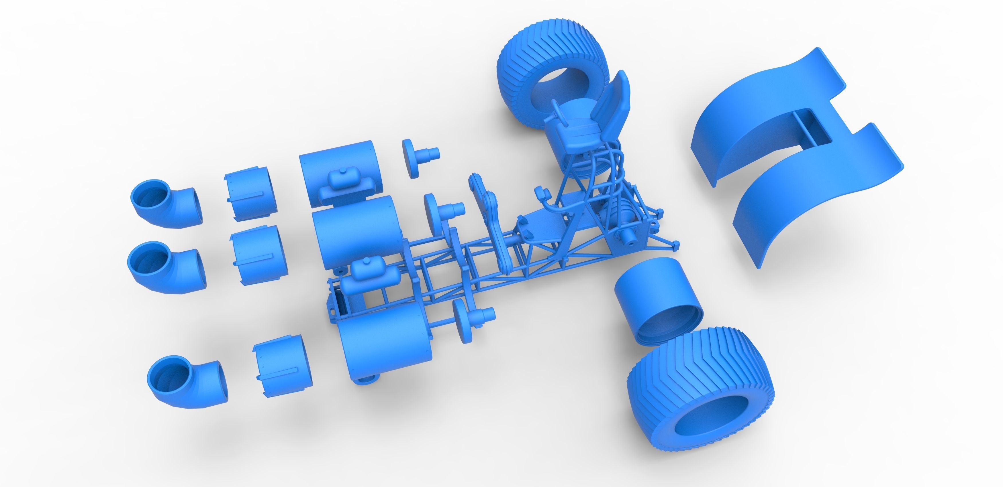 Pulling tractor with 3 jet engines Scale 1 to 25 3D print model_29