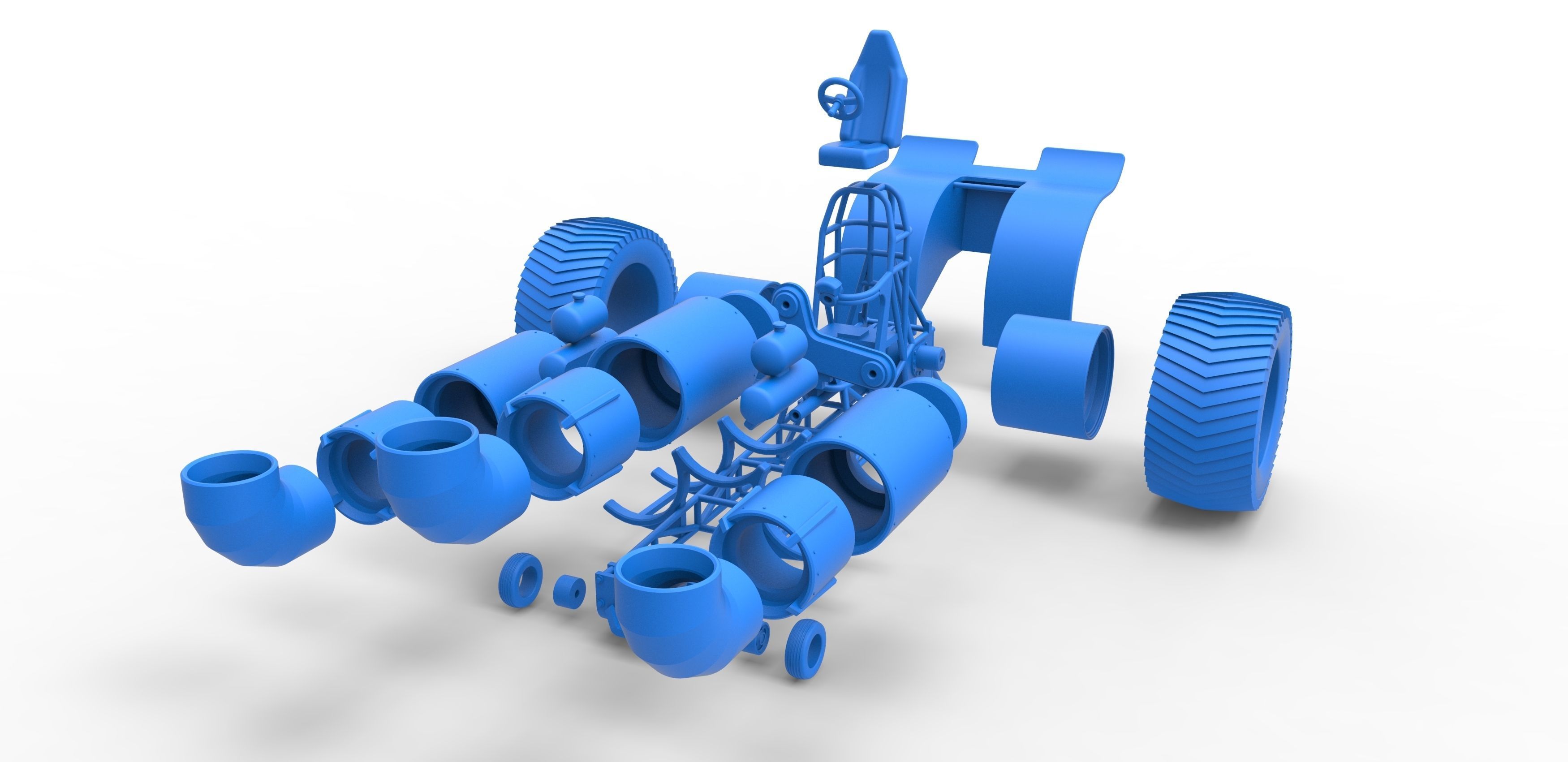 Pulling tractor with 3 jet engines Scale 1 to 25 3D print model_31