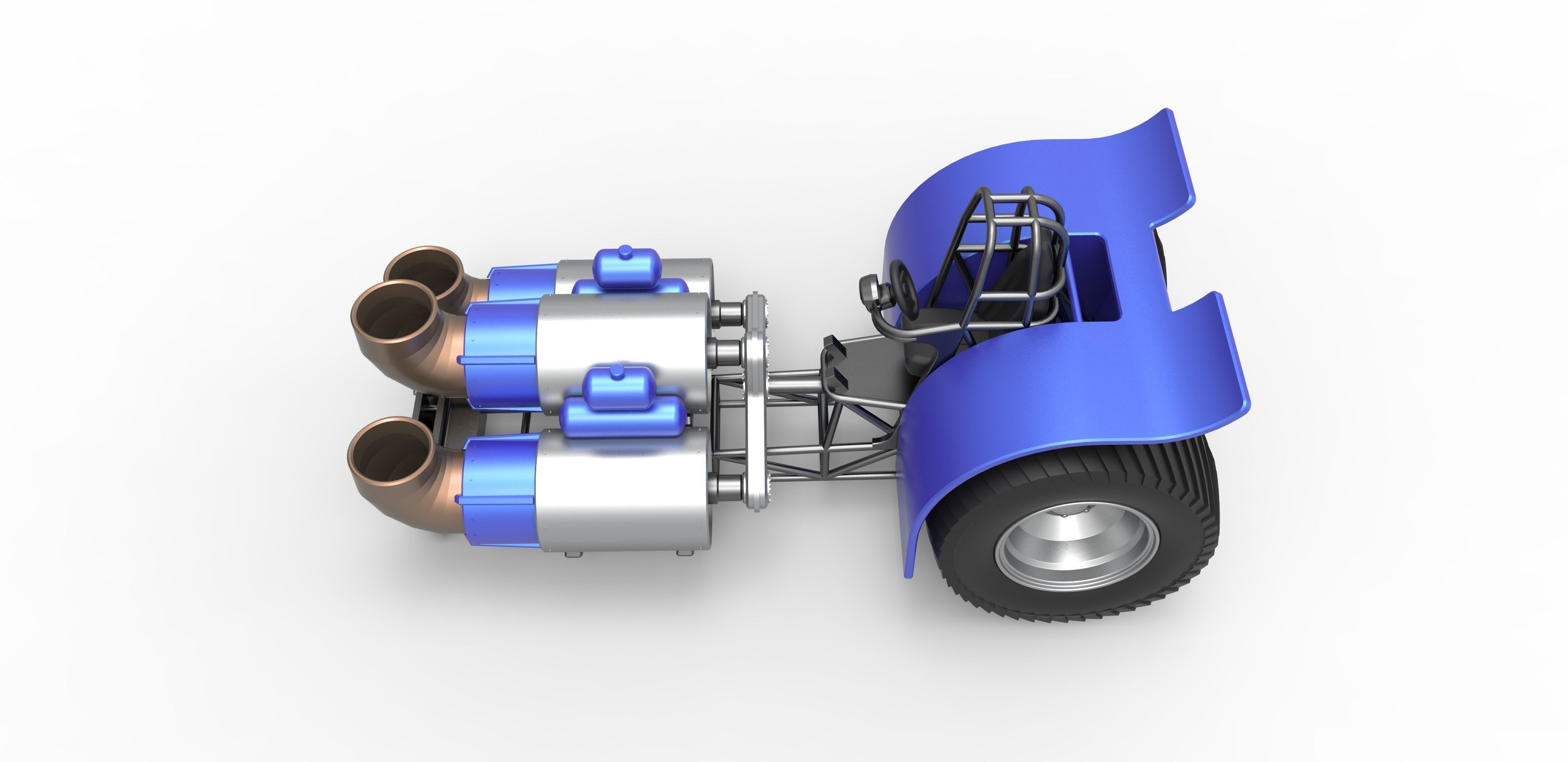 Pulling tractor with 3 jet engines Scale 1 to 25 3D print model_9