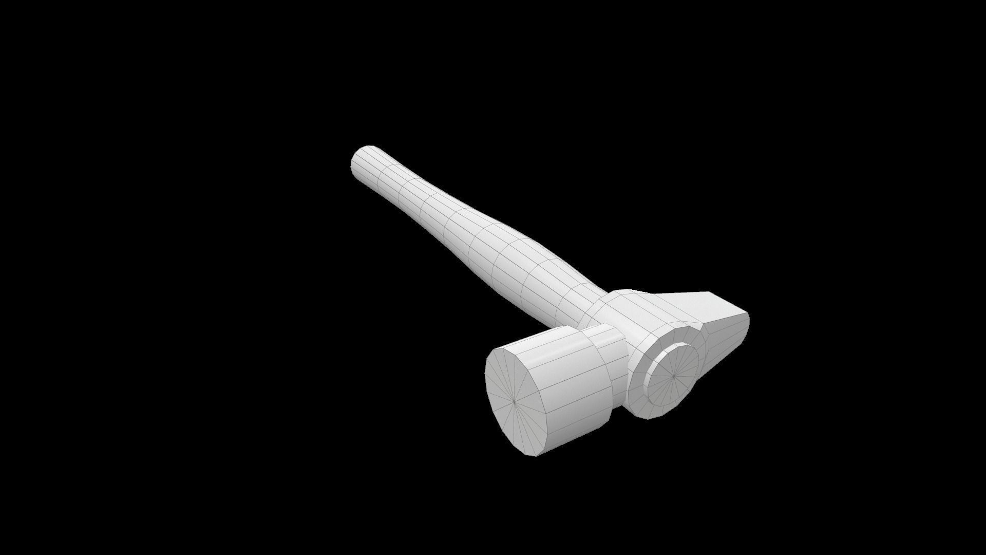 Hammer axe Low-poly 3D model_10